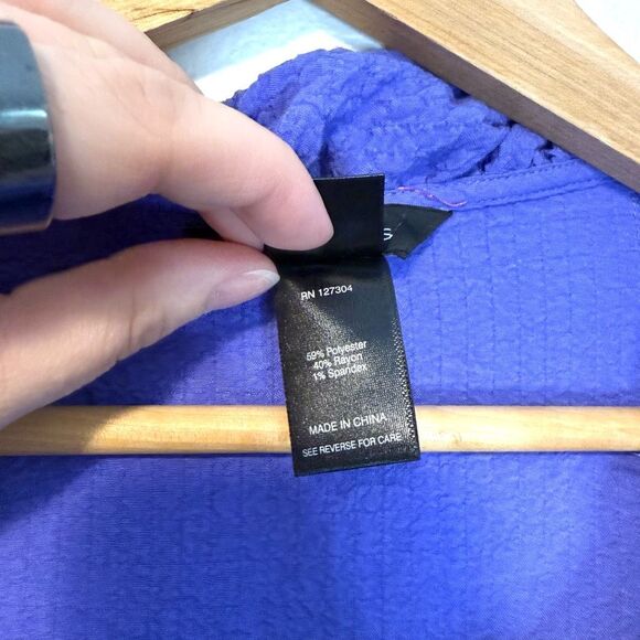 Ali Miles Ruffle Neck Purple Blouse Size Small - Picture 3 of 9